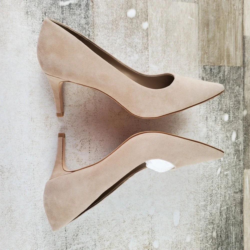 Vince Camuto Kehlia Womens Pumps Sz 6.5 M Tortilla Torano Suede Kitten Heel